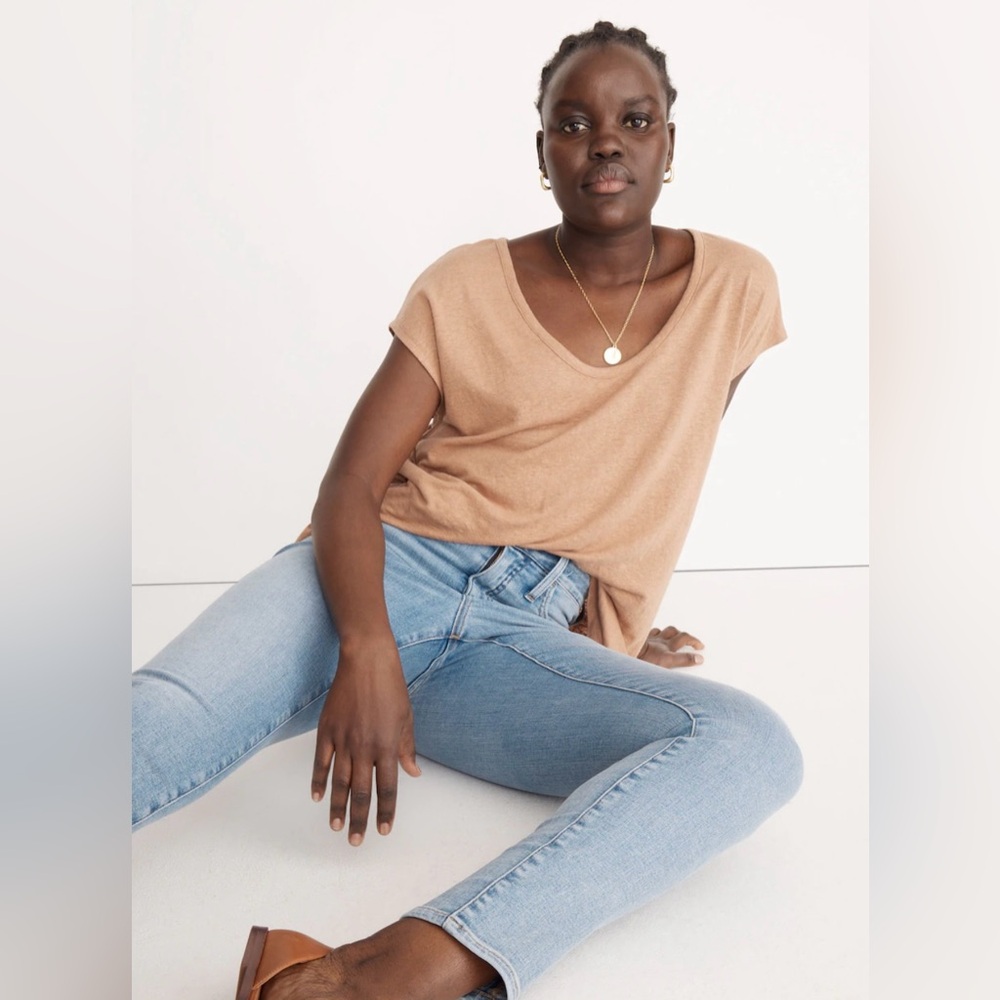 Madewell Linen-Blend U-Scoop Tee size S